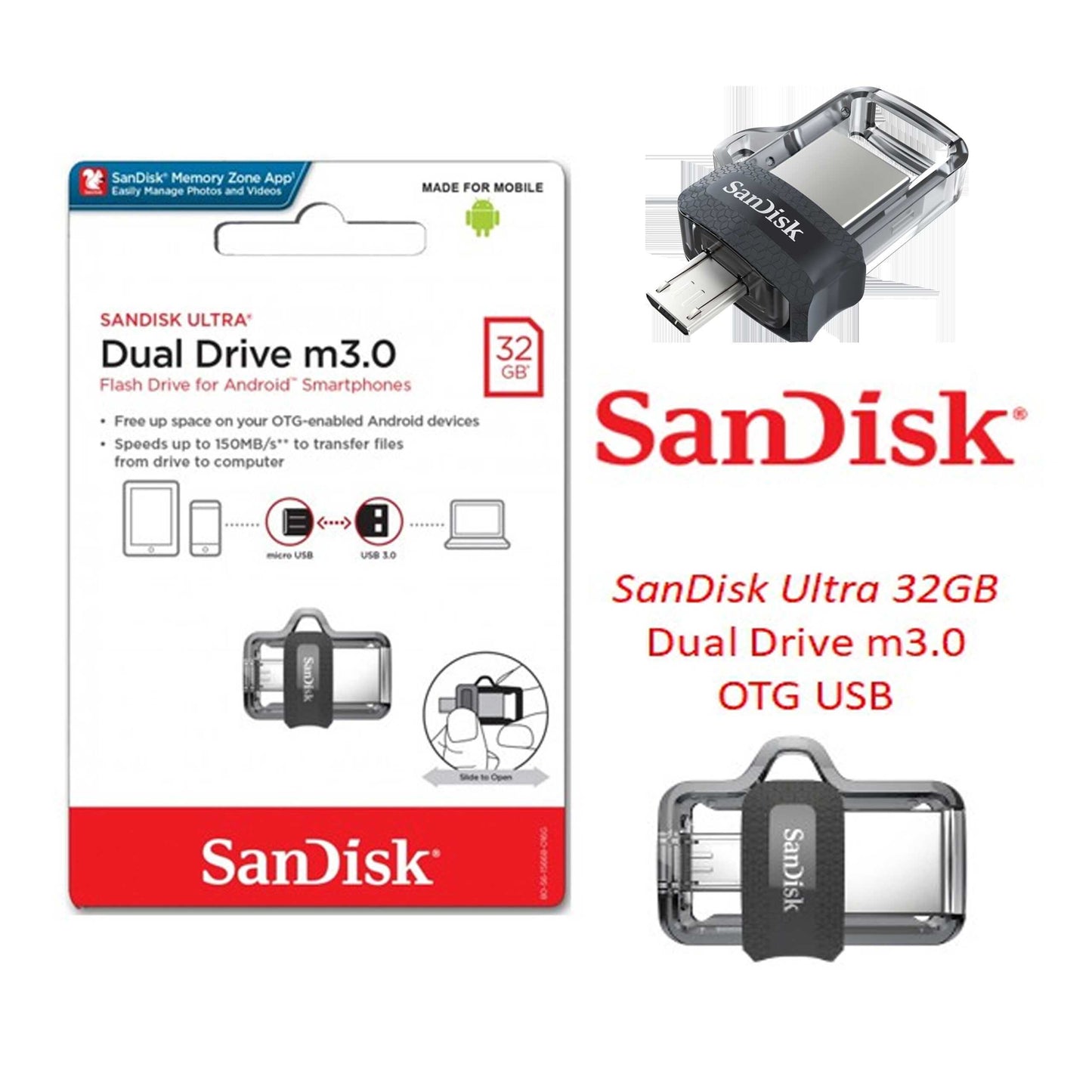 SanDisk Ultra Dual Drive m3.0 |16GB|32GB|64GB128GB Android USB Flash Drive