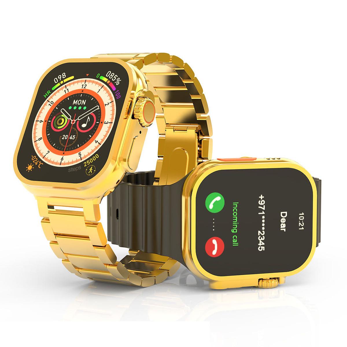 Apple Logo Smart Watch Gold Edition Dual Strap