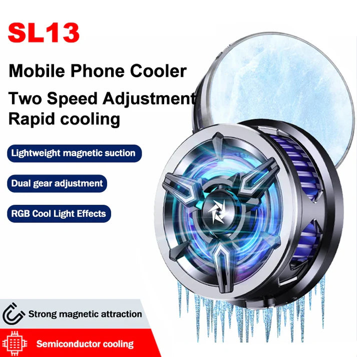 RETRACK SL13 Mobile Semiconductor Refrigeration Cooling Fan Radiator Magnetic Cooler 1 Fan Ergonomic Cooling Pad  (Black)