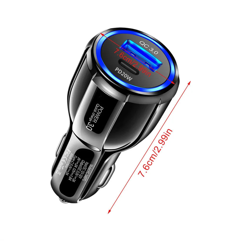 Dual USB C Vehicle Power Adapter - 18W High-Speed Output, Double Car Charger Adapter for Phones and Tablets with Intelligent Charging, Black