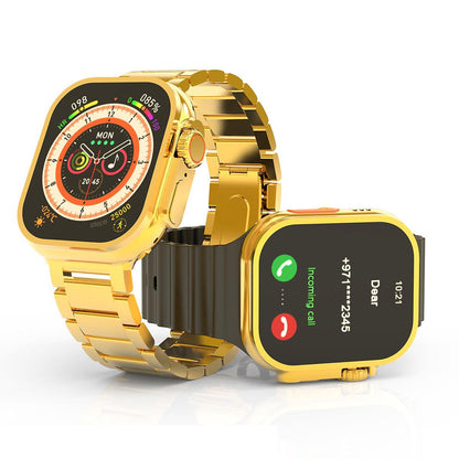 Apple Logo Smart Watch Gold Edition Dual Strap